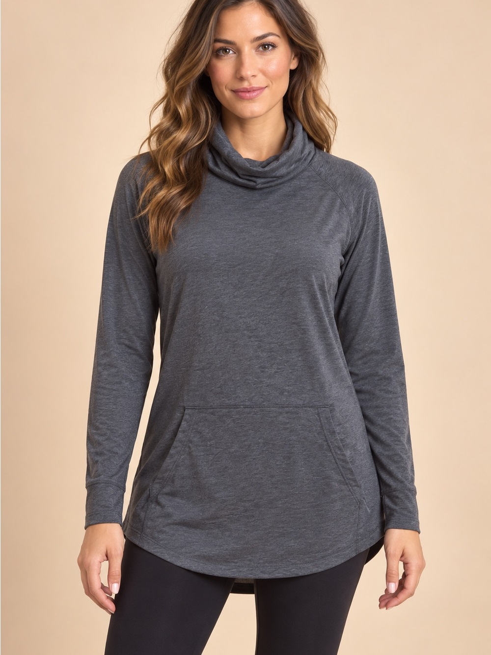 NWOT Eddie Bauer Charcoal Gray Cowl Neck Long-Sleeve Sweater